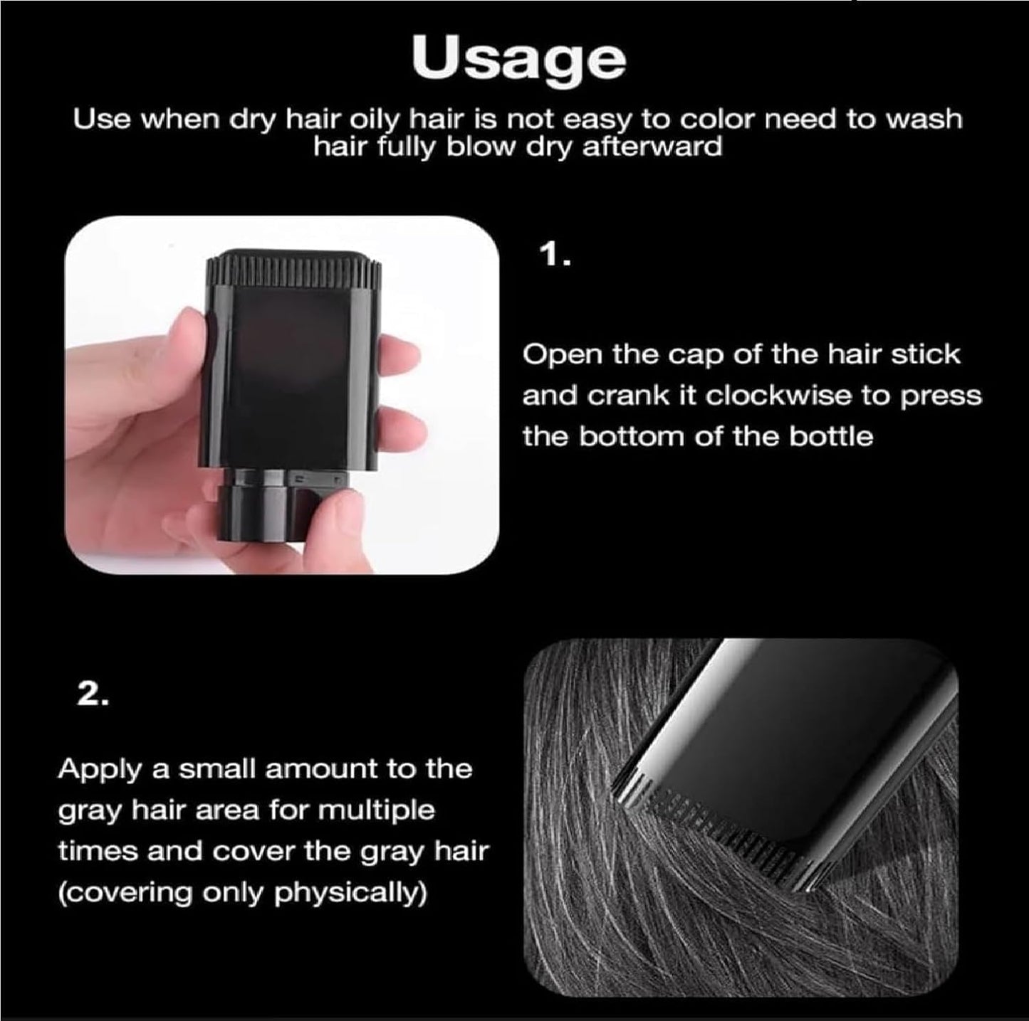 Instant Grey Hair Touch-Up Stick for Men & Women